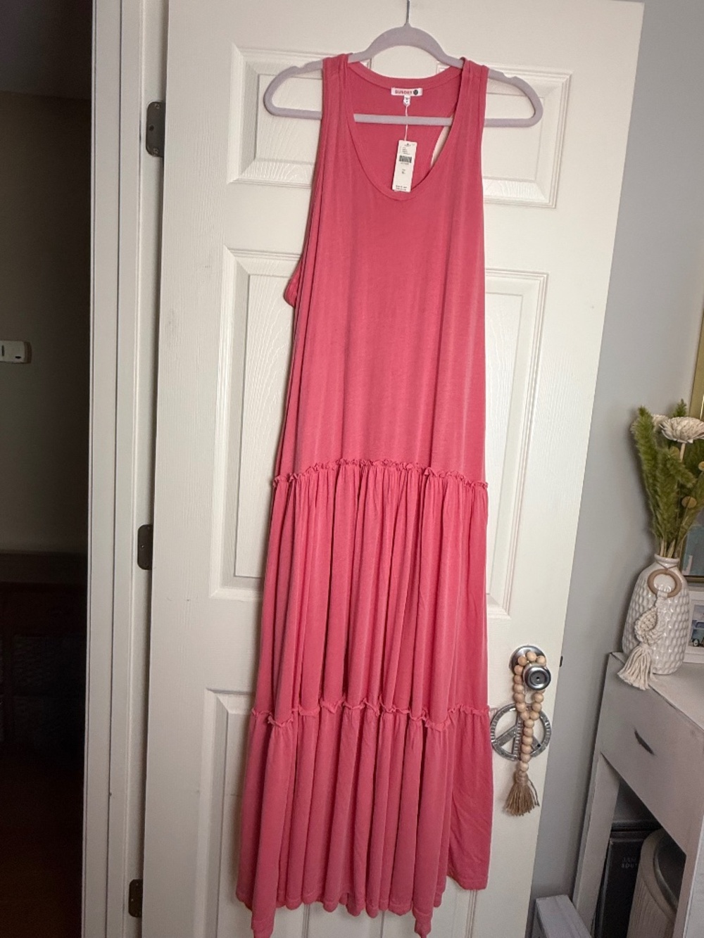 Sundry NWT Coral Pink Tiered Racerback Maxi Dress XL Size 4 $148